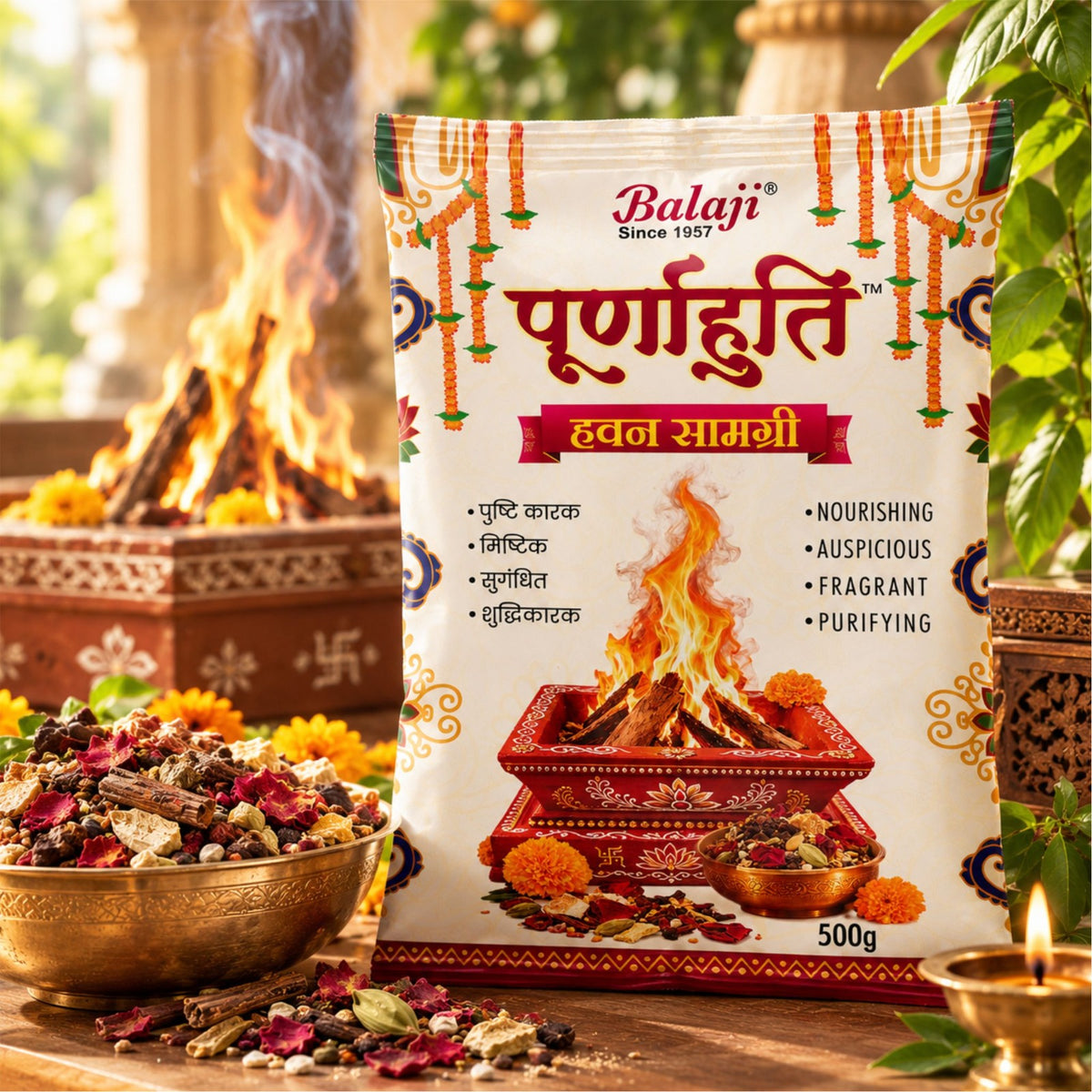 Balaji Purnahuti Havan Samagri 500g | Traditional Havan Ingredients