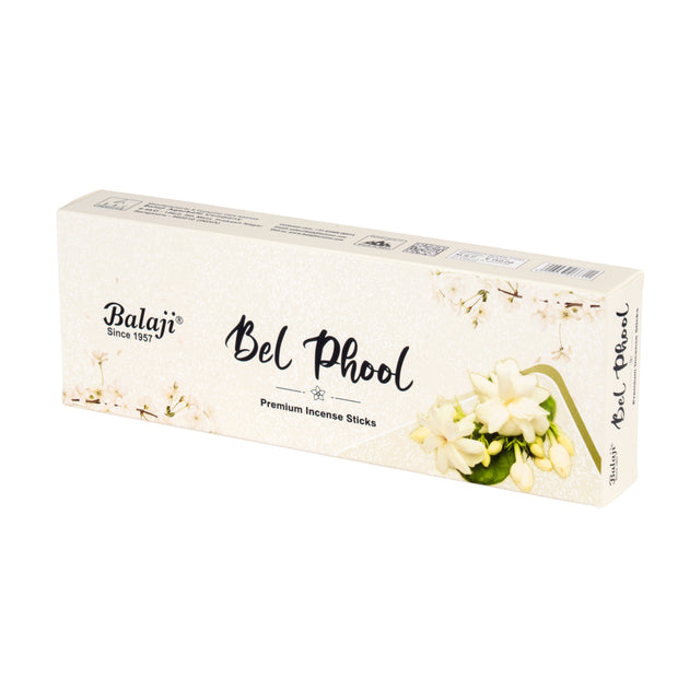 Box of Balaji Bel Phool premium incense sticks on a white background