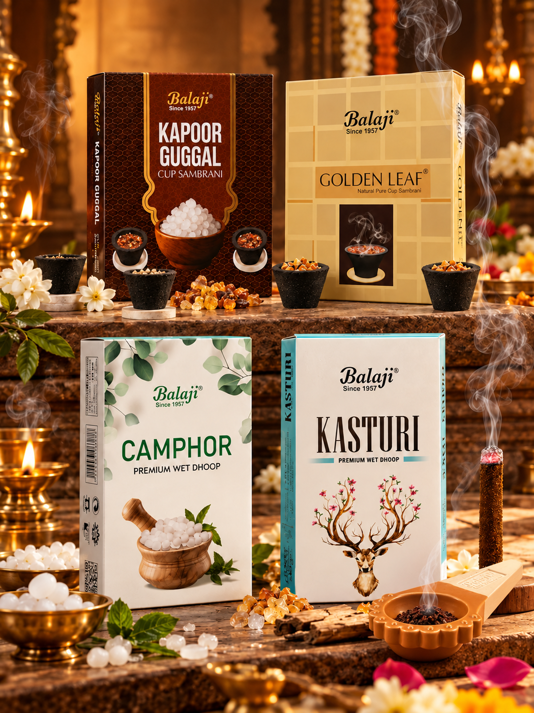 Kapoor Guggal & Golden Leaf Sambrani Fragrance Combo