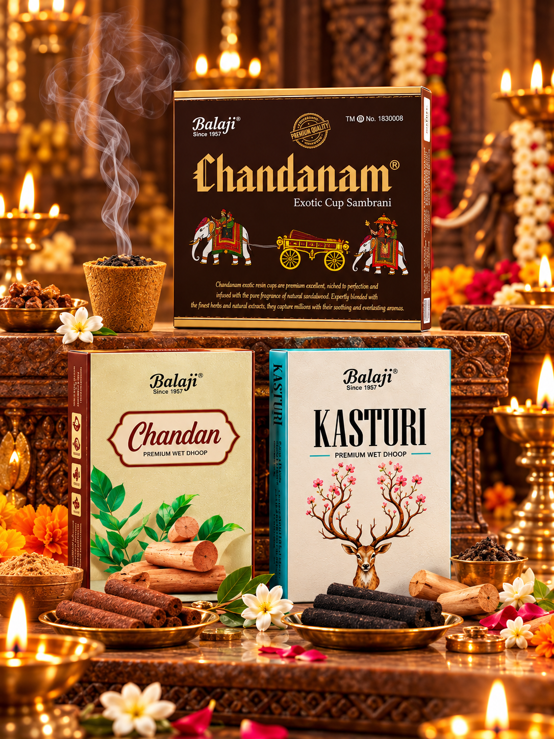 Chandanam Sambrani & Kasturi Wet Dhoop Combo
