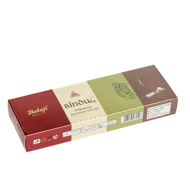 Box of Balaji Bindu premium incense sticks on a white background