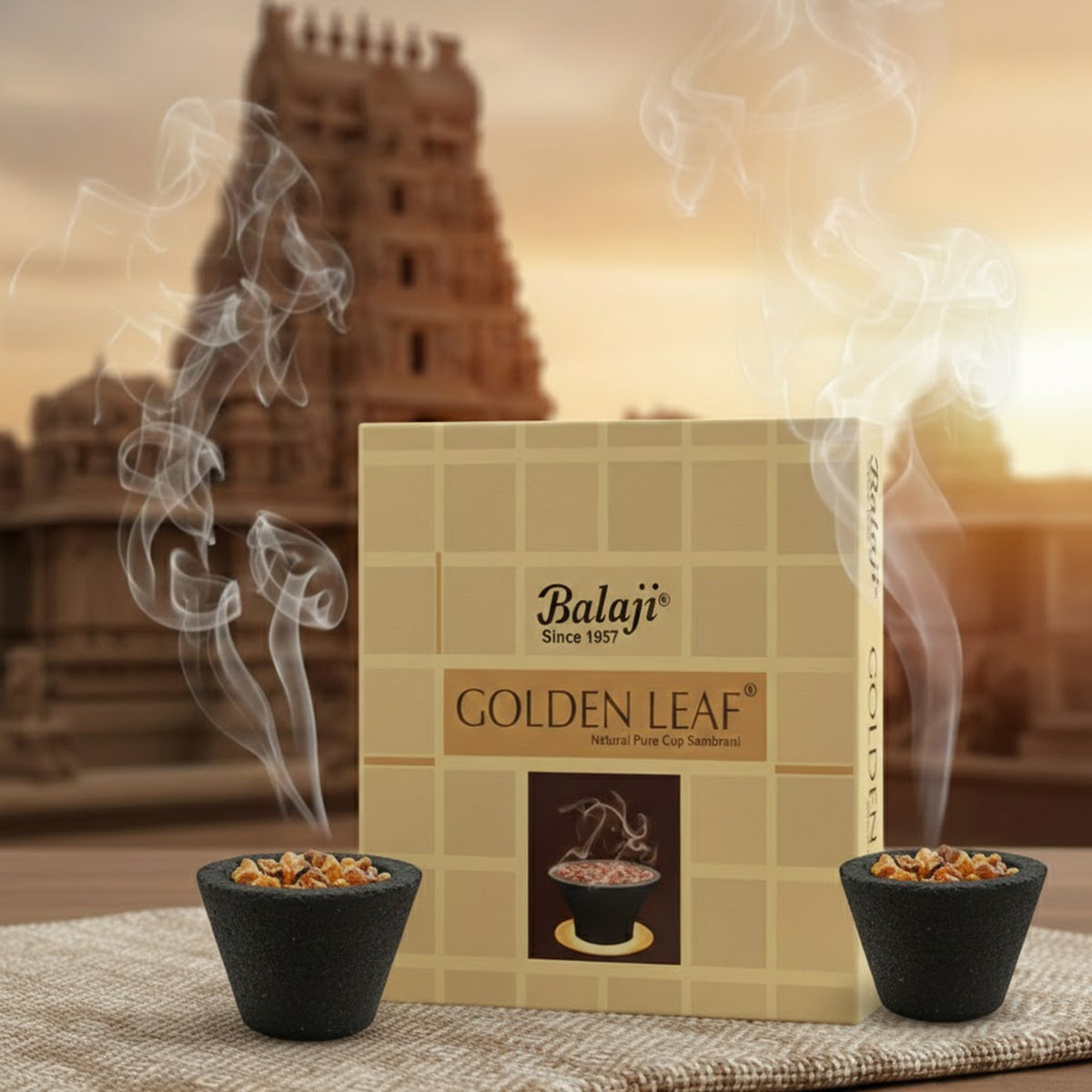 Golden Leaf Sambrani Cups (12N)