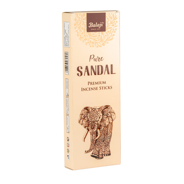 Box of Balaji Pure Sandal Premium Incense Sticks on a white background