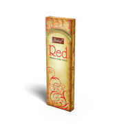 A pack of Red brand incense sticks in a gold and red decorative box.
